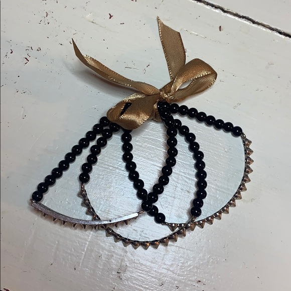 Set of 3 spiked beaded bracelets - Picture 2 of 2